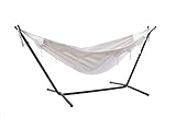 Vivere, Natural Double Cotton Hammock with Space-Saving Steel Stand Including Carrying Bag