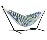 Vivere, Oasis Double Cotton Hammock with Space-Saving Steel Stand including carrying bag
